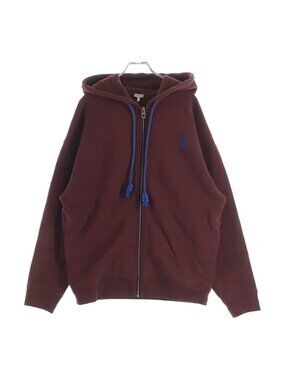 Loewe Drawstring Zip Hoodie Burgundy